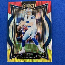 Cooper Rush 2024 Panini Select Red Yellow Shock Prizm #22 Dallas Cowboys
