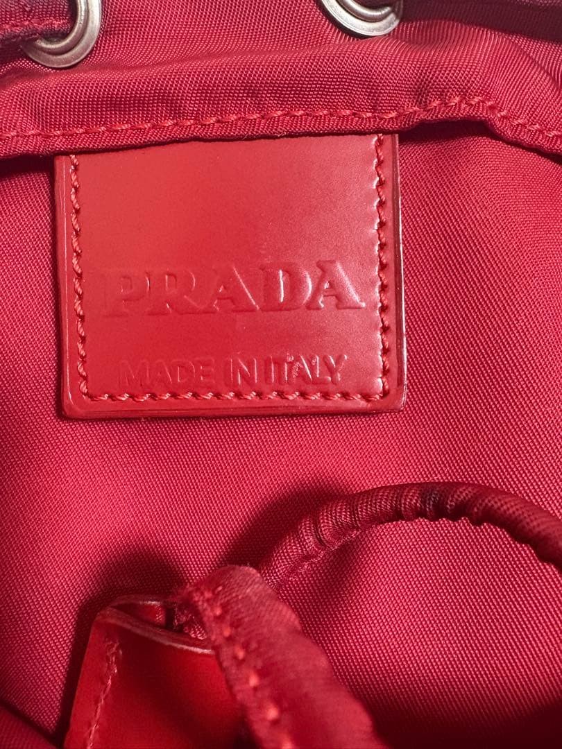PRADA Drawstring Pouch Nylon Triangle Logo Black … - image 4