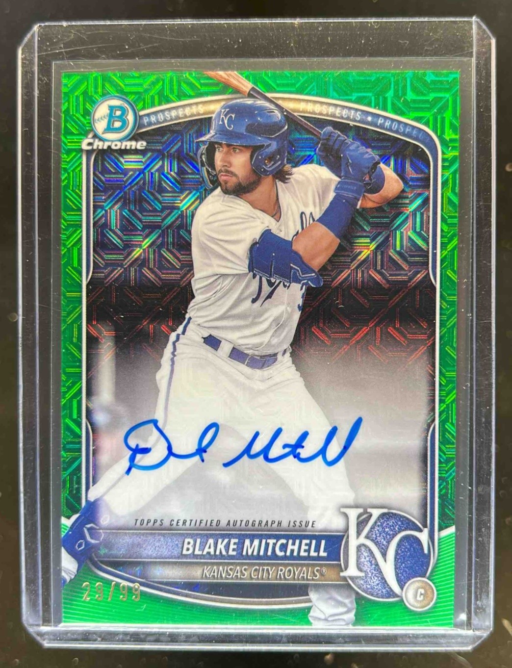 2025 Bowman Blake Mitchell Chrome Prospect Auto Mega Box Green Refractor #29/99