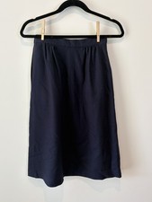 Vintage COLLEGE TOWN Women's Navy 100 Wool A-Line Midi Skirt
