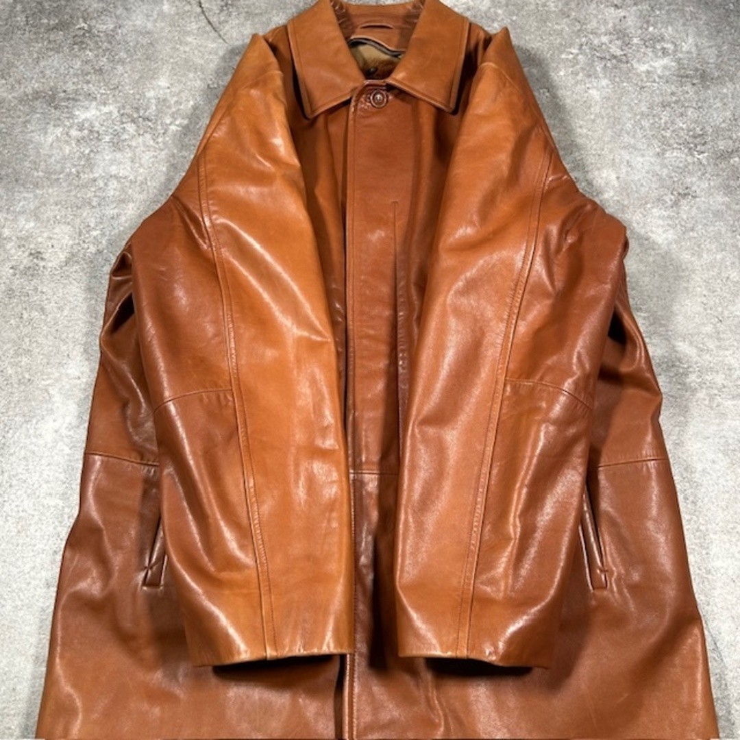 HUGO BOSS Calfskin Leather Coat With Fur Liner Brown Balmain Men's Used NE51-0 thumbnail 3