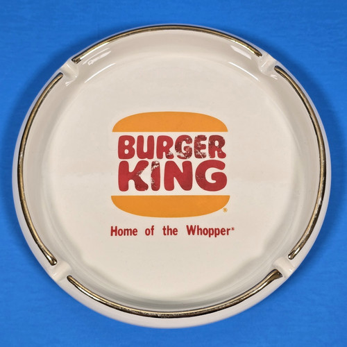 VINTAGE BURGER KING PORCELAIN CERAMIC ASHTRAY 6.5" FAST FOOD CERAMIC RARE