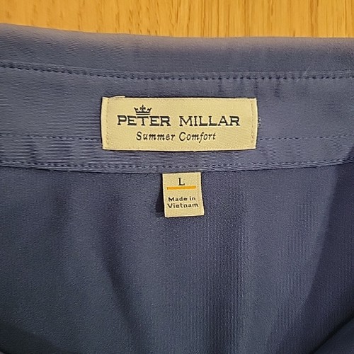 Camisa Polo Peter Millar Para Hombre Grande Azul Verano Comodidad Golf Logo Elastizada SCCC - Imagen 4 de 14