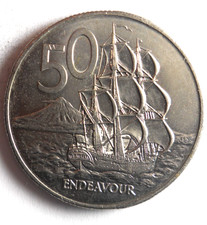 1980 NEW ZEALAND 50 CENTS - Great Coin - FREE SHIP - Bin #703