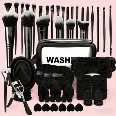 68Pcs Makeup Brushes Set Premium Makeup Kit with Case Premium Synthetic for F...