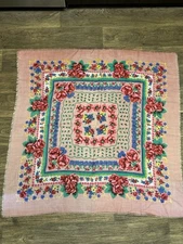 Vintage Floral Abraham And Straus Shawl Scarf Made in France