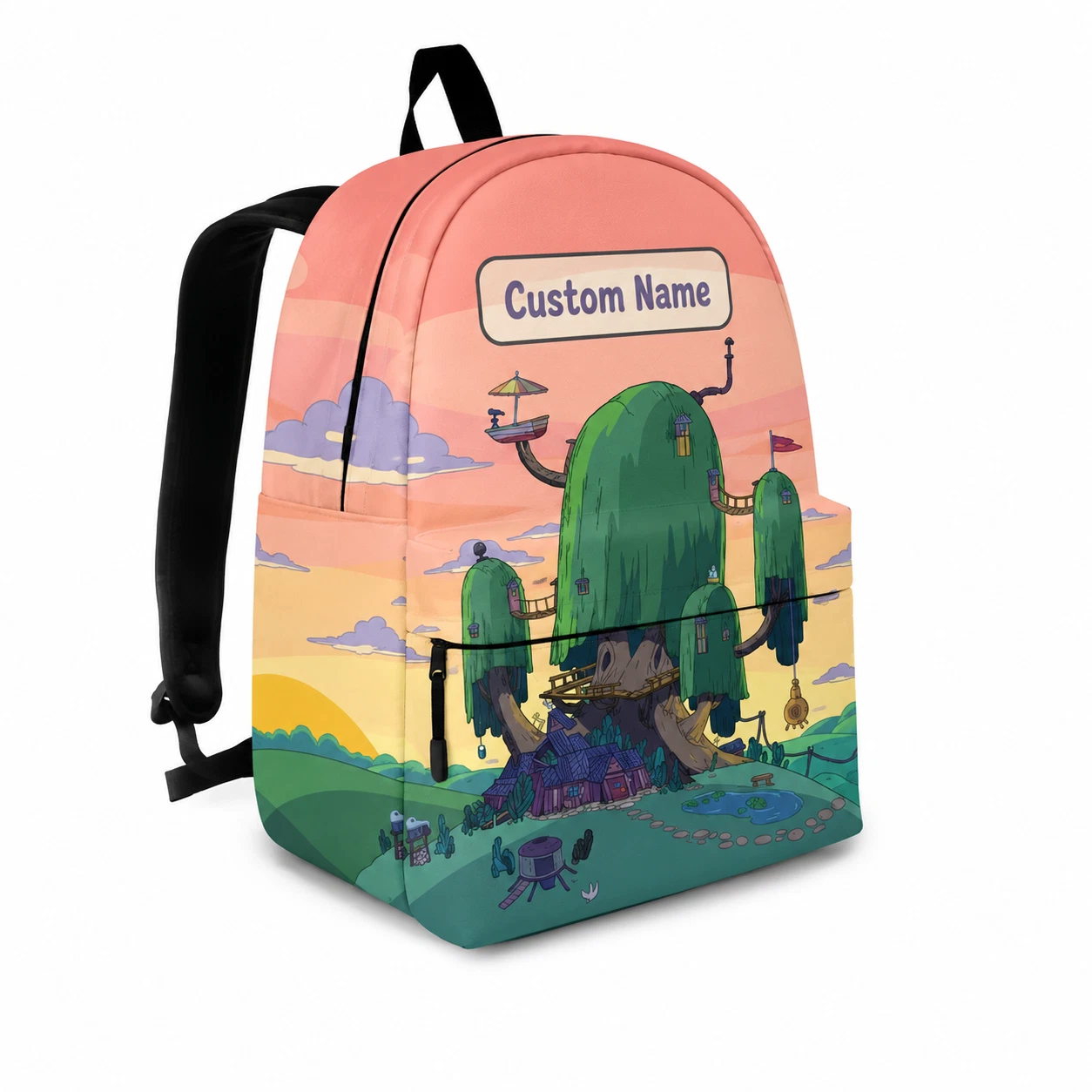 Personalized Kids Cartoon Backpack – Custom Name School Bag – Cute Adventure Gif