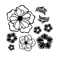 5 Sheets Flower Wall Stickers, DIY Butterfly Wall Decals Art for Bedroom White