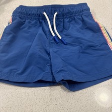 Art Class Youth Boys XS Swim Trunks Blue Striped Sides Built-in Mesh Shorts