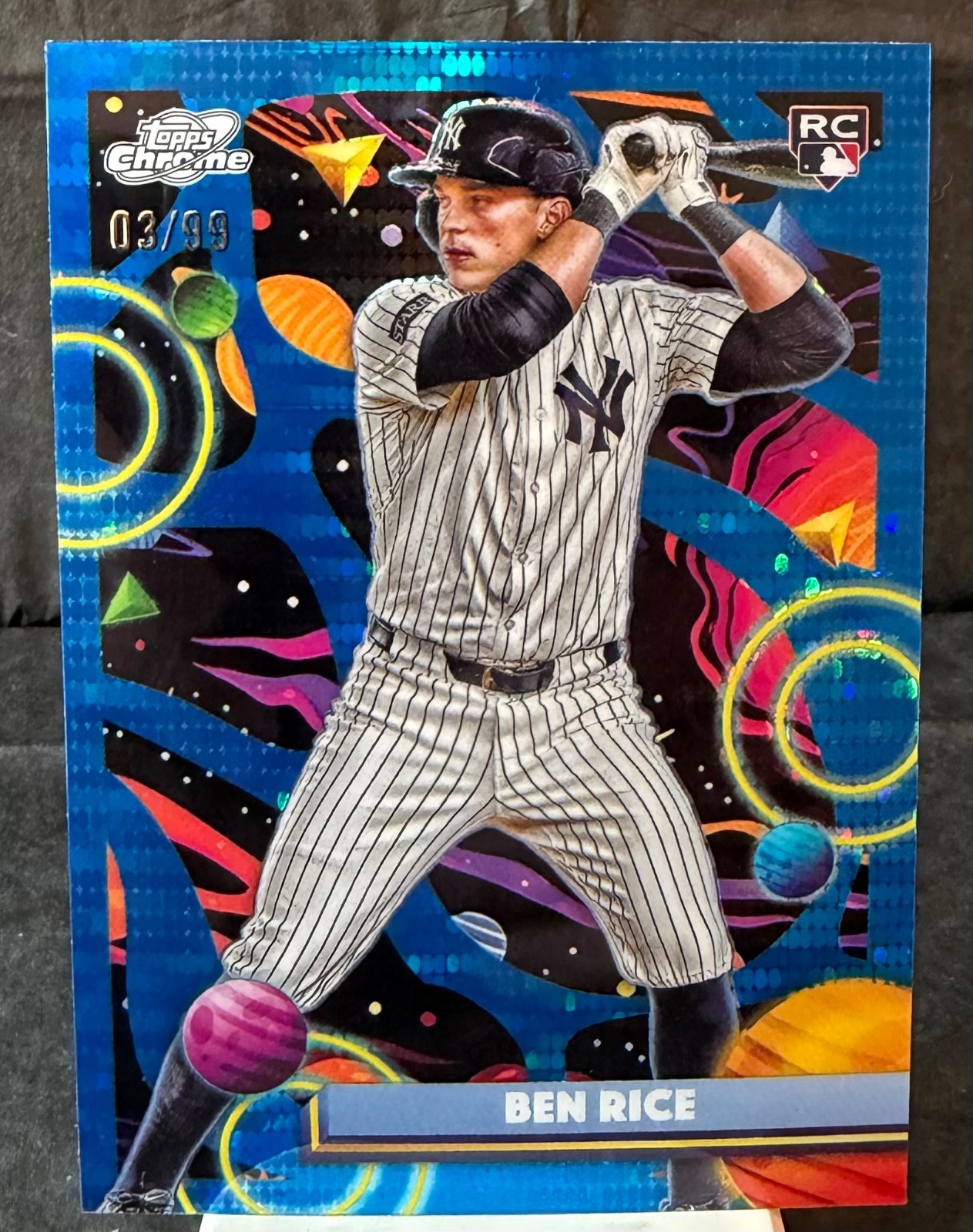2025 Topps Cosmic Chrome Ben Rice RC Blue Moon Refractor /99 Yankees #174