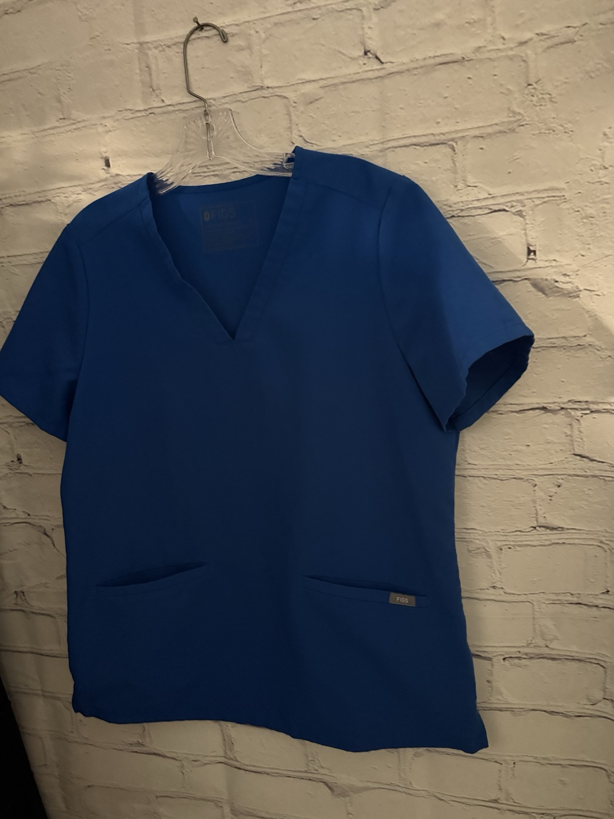 Figs Technical Collection Solid Blue V-Neck 2 Poc… - image 3