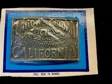 Vintage 1970 s Union Central Pacific Omaha California Belt Buckle Bronze