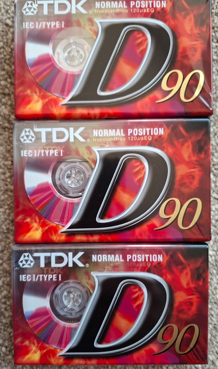 TDK D90 Cassette Tapes x3 Sealed IEC Type I Normal Position Blank Audio