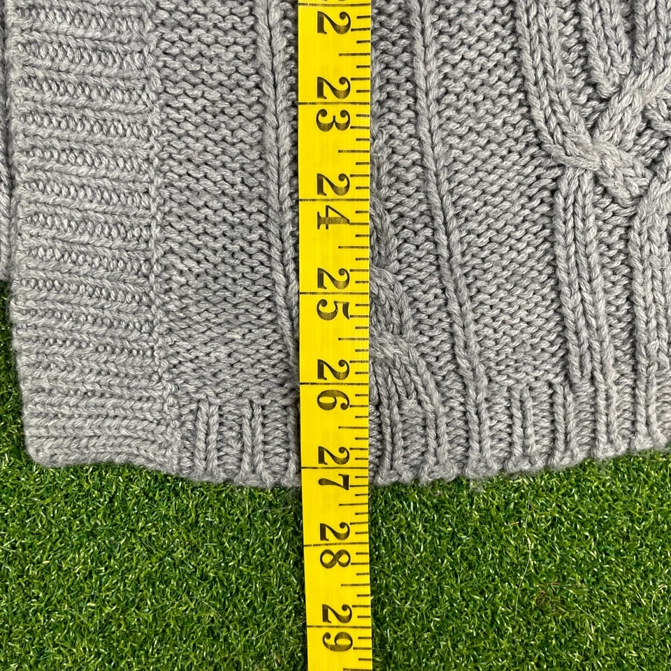 Cárdigan Suéter Vintage KIK It Gris Tejido con Cable Dos Botones Acrílico Talla L Foto 4 de 4