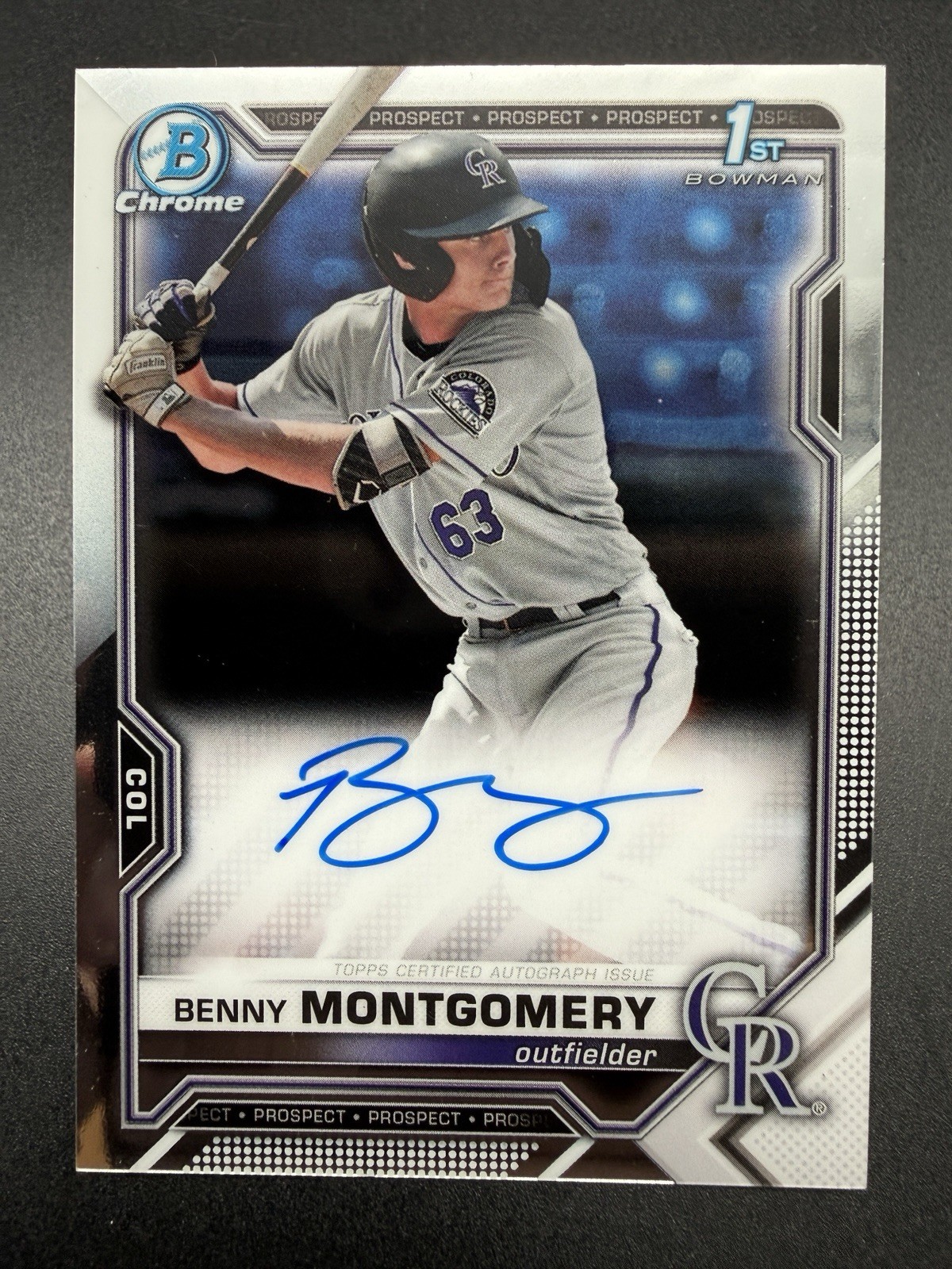 2021 Bowman Chrome Draft Pick #CDA-BM Benny Montgomery Auto Colorado Rockies