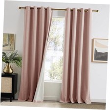 100 Blackout Velvet Curtains 90 inch Long 52"W x 90"L Pack of 2 Dusty Pink