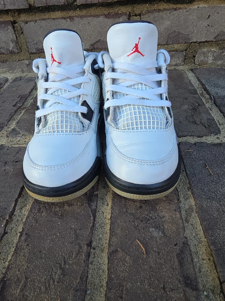 Nike Air Jordan Retro 4 Blanco Cemento TD Niño Tenis Talla 10C 308500-103 Foto 2 de 4