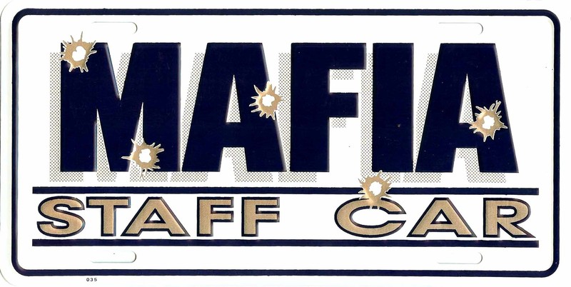 MAFIA STAFF CAR METAL LICENSE PLATE AUTO TAG NUMBER 375-00