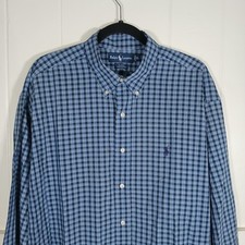 Ralph Lauren Button Down Shirt Mens XL Blue Plaid Blake Long Sleeve Cotton