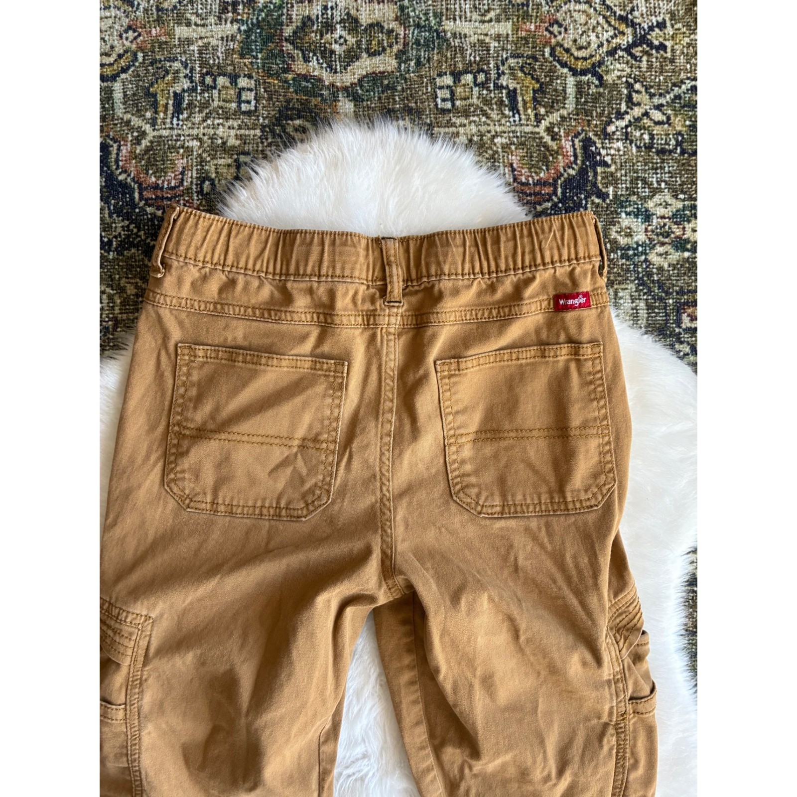 Wrangler Kids Boys Tan Cargo Jogger Pants Elastic Waist Drawstring Size 14 Slim image 5