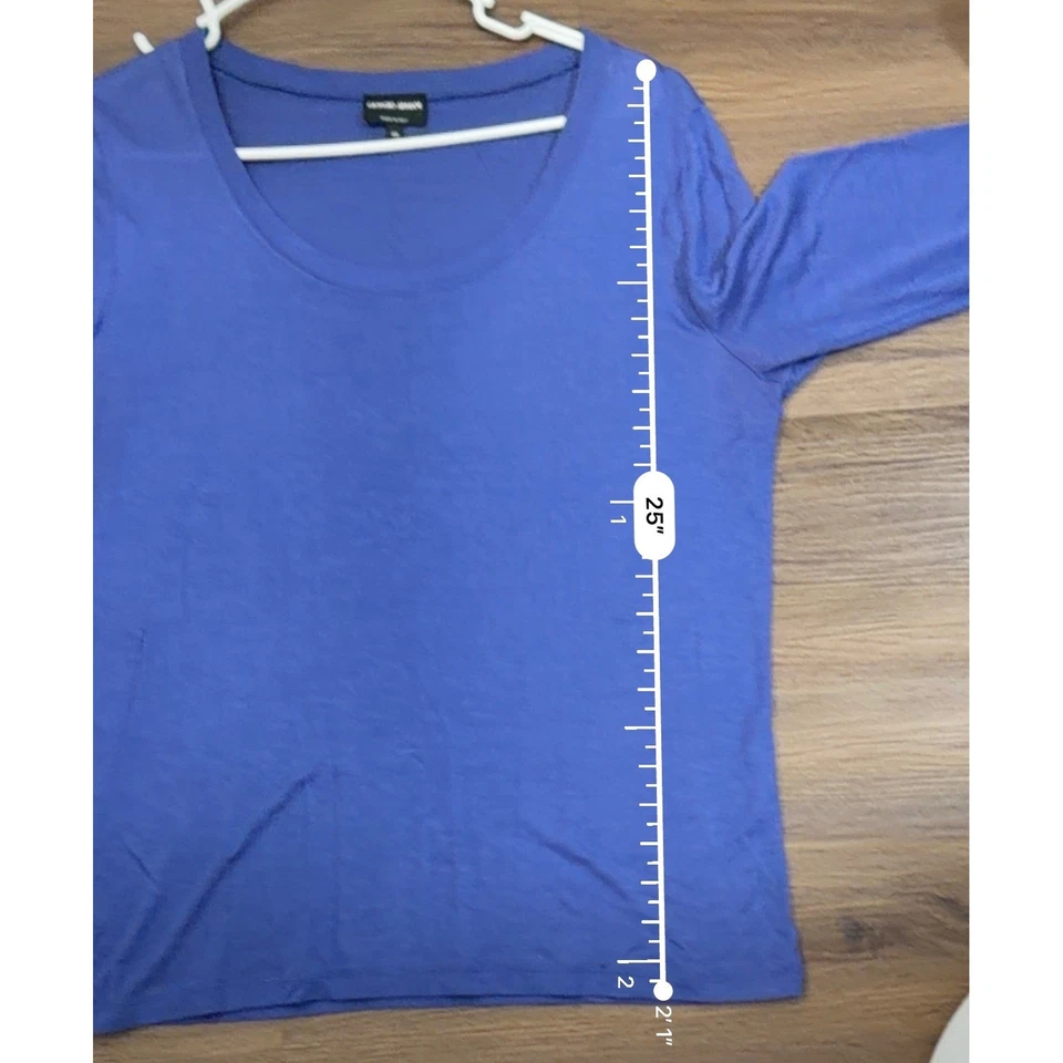 Giorgio Armani Made in Italy Long Sleeve Top Blue Scoop Neck Size 48/ US L - Image 3 of 4