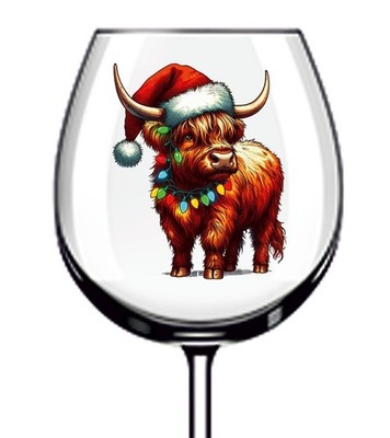 12x bunte Weihnachten Baby Highland Kuh Vinyl Aufkleber Abziehbild Weinglas Van Auto