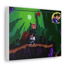 Earthworm Jim SNES Retro 16-Bit Video Game Pixel Wall Art Canvas 3x Sizes