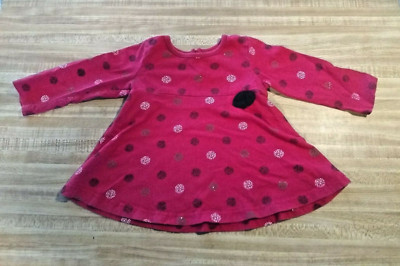Jumping Bean Baby Girl Size 9 Months 100% Cotton Long Sleeve Red Polka Dot Top