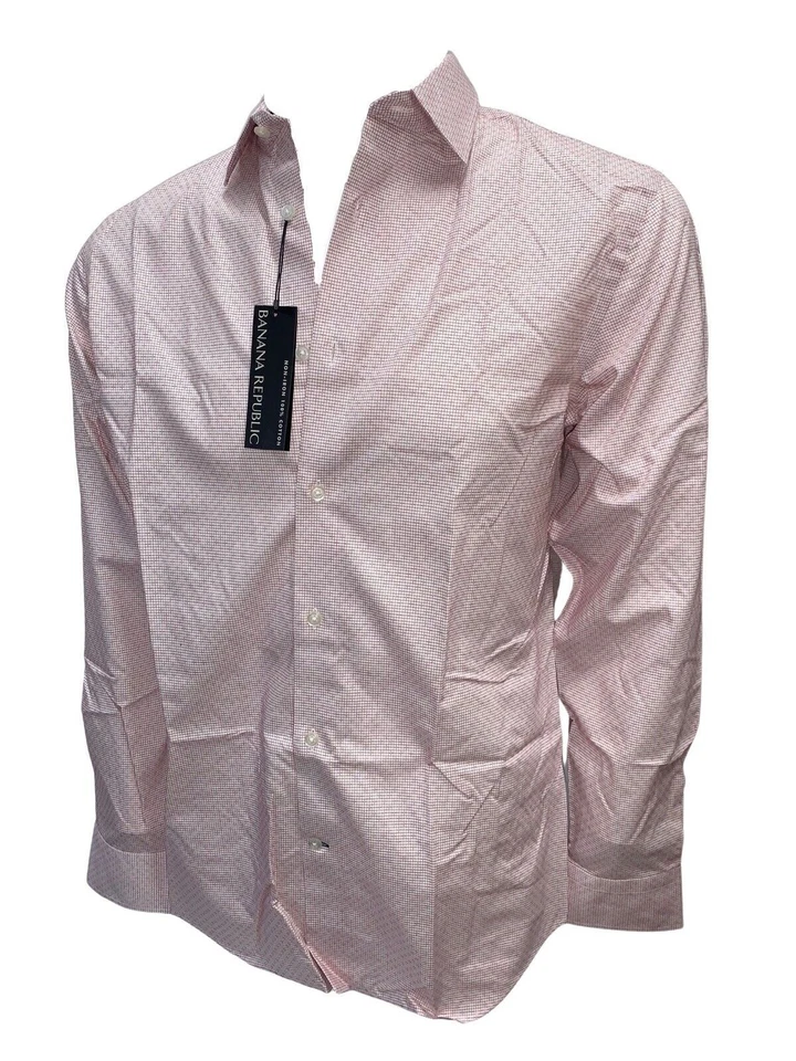 Banana Republic Para Hombres Sin Planchar Ajuste Estándar Botones Color Granate 510179 Nuevo Con Etiquetas Foto 3 de 4