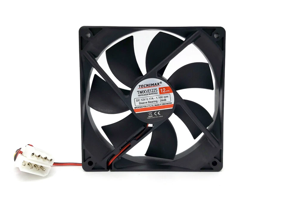Ventilador Silencioso Cooler para PC | 12 cm, 12V, 4 Pines | Color Negro - Imagen 2 de 4