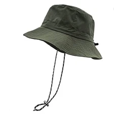  Waterproof Bucket Rain Hat with Chin Strap Quick Dry Medium-X-Large Green