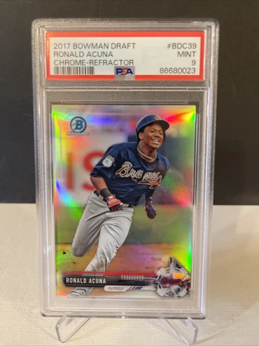 2017 Bowman Draft Refractor #BDC39 Ronald Acuna Jr RC (PSA 9) BRAVES 🔥!!