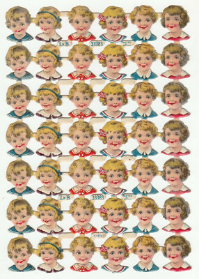 Oblaten scrap die cut chromo alter Bogen Nr. 33383 von L & B  Mädchen Kinder