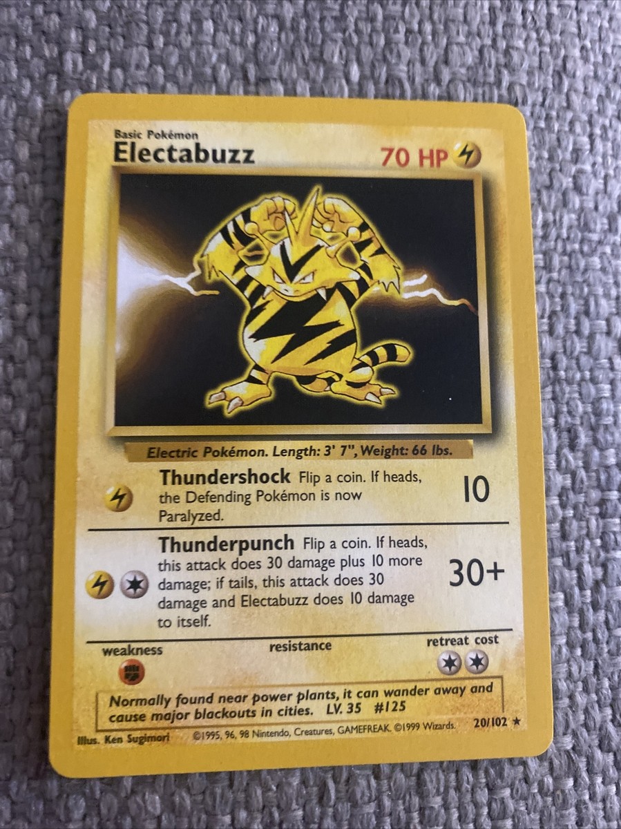 ELECTABUZZ Non Holo 20/102 Shadowless Base Set Pokemon Card | eBay