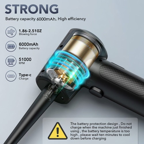 Elektrische Staubgebläse, 50000RPM Druckluftspray für PC Reinigung, Air Duster. - Afbeelding 12 van 26