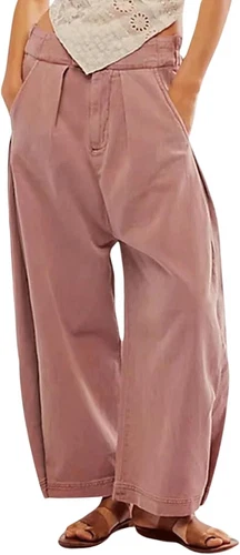 Women's Baggy Pants Wide Leg Casual Cotton Ankle Jeans Mid Rise Harem Pants - Picture 2 of 34