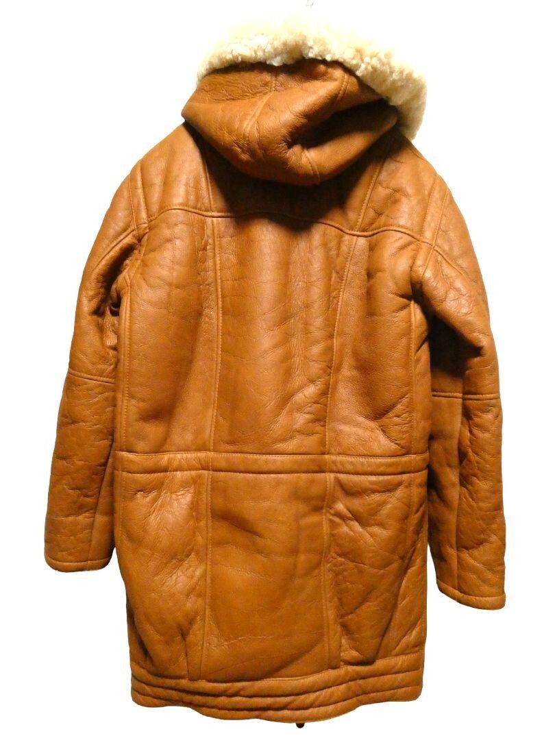 real mouton duffel Coat Jacket men Size M light brown
