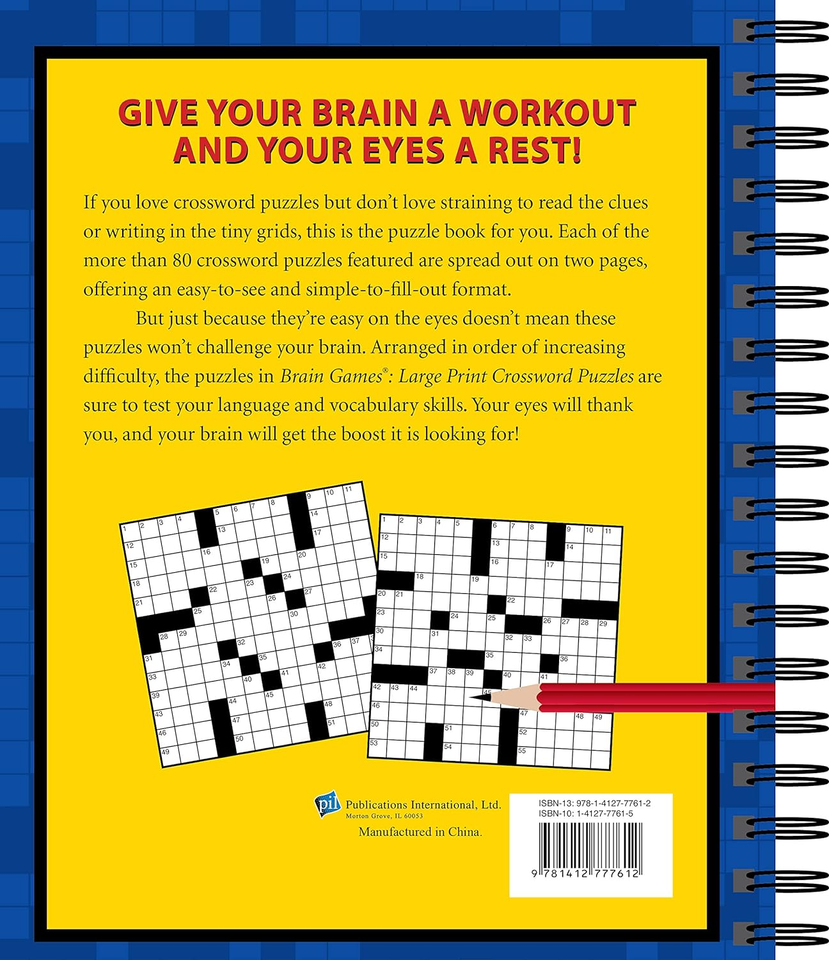 Brain Games, Crossword Puzzles, Large Print (Blue) | eBay
