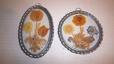 Vintage Lasting Impressions Dried Flowers Suncatcher Set Lot of 2 Pg7E 