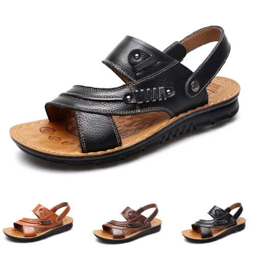 Neu Strand Sommer Herren Sandalen Leder Wandern Outdoor bequem Trekking - Bild 2 von 18