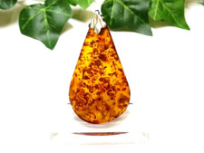 1445 Silber 835 Anhänger mit natürlichem Bernstein  - Top ! XXL