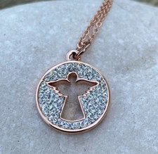 Guardian Angel crystal necklace Crystal Kingdom Rose gold color new in box
