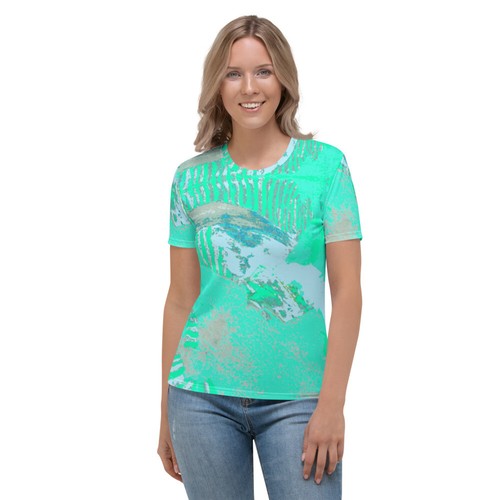 Women's T-shirt Aqua Menthe All Over Print T-Shirt - Picture 15 of 38
