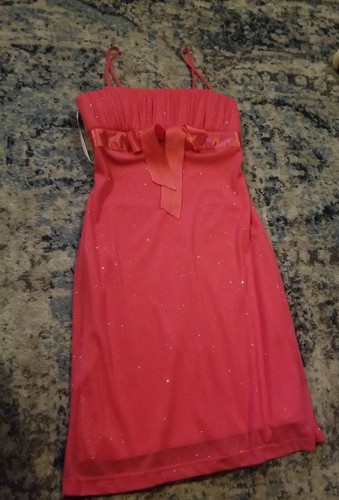 My Michelle Orange Sparkle Lined Women's Girls Dress Size S - Picture 5 of 15