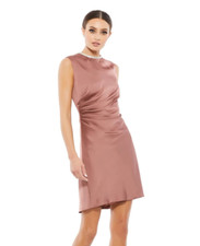 Ieena Mac Duggal Satin/ Rhinestone Accents Dress Sz 6 $348 mauve *862