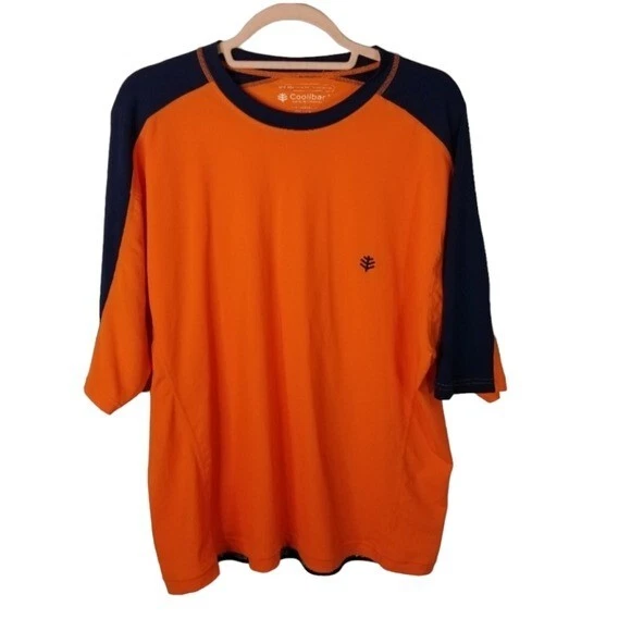 Coolibar spf50 sun uv protection shirt mens XL orange black