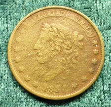 1837 Hard Times Token GOLD GILT, Mint Drop HT-61, Low 171 Gild Scarce example