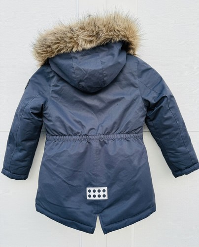 Lego Wear Down Jacket Coat with Fur Lined Hood Blue EUC - Picture 2 of 6