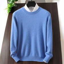 Men's 100 Pure Mink Cashmere Sweater O-neck Pullovers Knit Sweater Autumn Warm