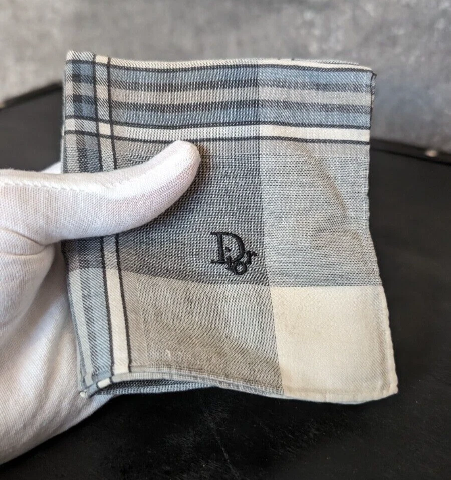 Foulard de poche vintage Christian Dior écharpe carré plaid